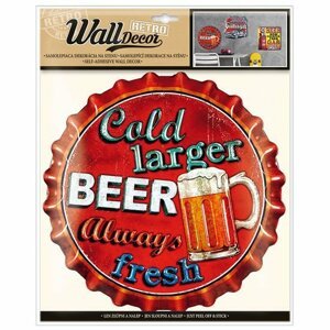 Wall decor Retro Cold larger BEER - samolepící dekorace 30,5x38 cm