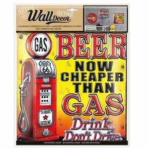 Wall decor Retro BEER nad GAS - samolepící dekorace 30,5x38 cm