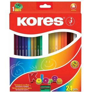 Kores Trojhranné pastelky KOLORES 3 mm s ořezávátkem 24 barev