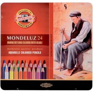 Koh-i-noor pastelky MONDELUZ akvarelové, souprava 24 ks v plechové krabičce