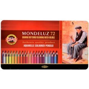 Koh-i-noor pastelky akvarelové umělecké MONDELUZ souprava 72 ks v plechové krabičce