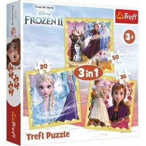 Puzzle 3v1 Ledové království II/Frozen II 20x19,5cm v krabici 28x28x6cm
