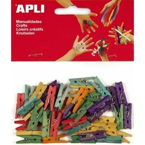 APLI dřevěné kolíčky 25 x 3 mm - mix barev 45 ks