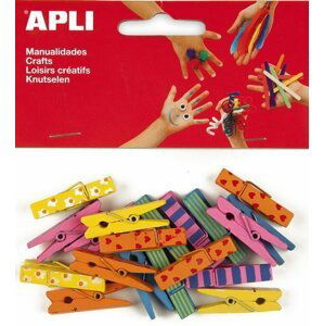 APLI dřevěné kolíčky 35 x 7 mm - mix barev 20 ks