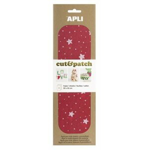 APLI Cut&Patch papír 30 x 50 cm - Hvězdy na červeném 3 ks