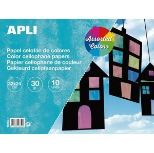 APLI celofánová fólie 32 x 24 cm - blok 10 listů, mix barev