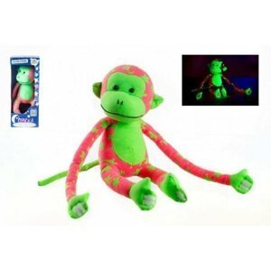 Opice svítící ve tmě plyš růžová/zelená v krabici