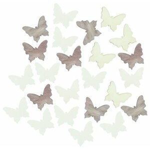 Dřevění motýlci 2cm - hnědobílý mix 24ks
