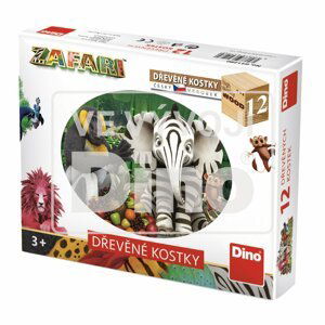Zafari: Dřevěné obrázkové kostky 12 kostek - Dino