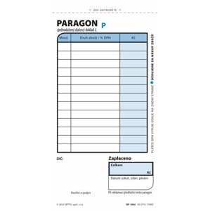Paragon obchodní, 7,5 × 15 cm, 2 × 50 listů, číslovaný