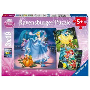 Puzzle Disney Sněhurka, Popelka a Mořská panna/3x49 dílků