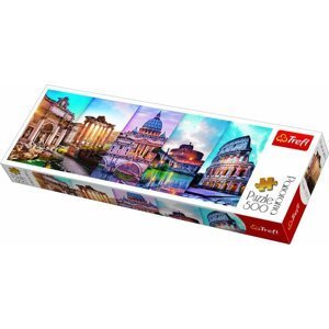 Puzzle Koláž památky Itálie panorama 500 dílků 66x23,7cm v krabici 40x13x4cm - Taf Toys
