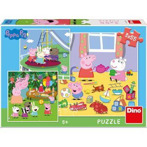 Puzzle Peppa Pig na prázdninách 3x55 dílků v krabici 27x19x4cm - Dino