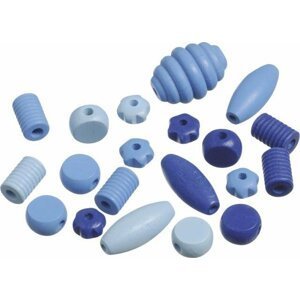 Dřevěné korálky mix různé tvary - modrá 20 ks