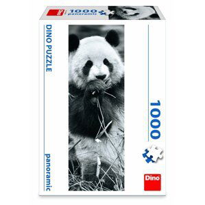 Puzzle 1000 dílků panoramic Panda v trávě - Dino