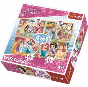 Trefl Puzzle Disney Princess - Veselé krásky 4v1 (35,48,54,70 dílků)