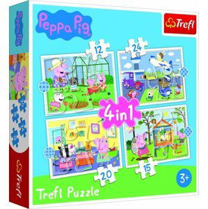 Puzzle 4v1 Peppa Pig/Prásátko Pepa Vzpomínka na prázdniny v krabici 28x28x6cm - Trigano