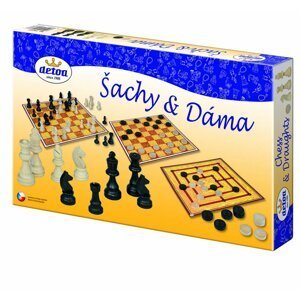 Šachy,dáma, mlýn dřevěné figurky a kameny společenská hra v krabici 35x23x4cm - Detoa