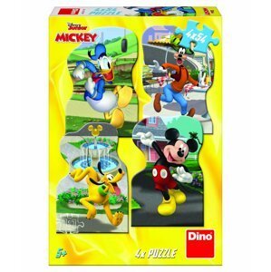 Puzzle 4x54 dílků Mickey ve městě - Dino