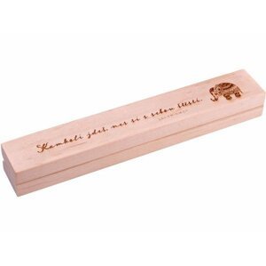 Dřevěná krabička na propisku "Kamkoliv jdeš, nes si s sebou štěstí" - Sri Chinmoy