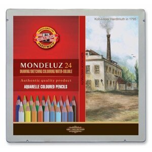 Koh-i-noor akvarelové pastelky MONDELUZ - Krajina 24 ks v plechové krabičce
