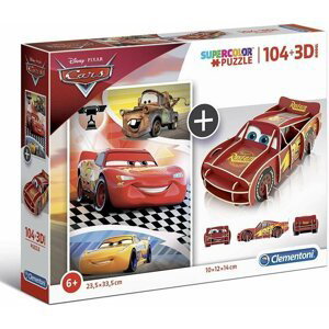 Clementoni Puzzle Supercolor Cars / 104 dílků + 3D model - Clementoni