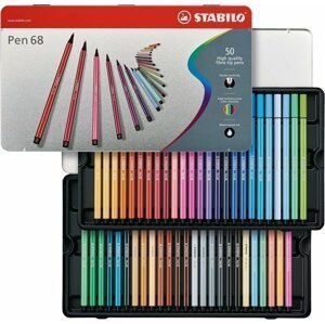 Fixa STABILO Pen 68 sada 50 ks v kovovém pouzdru