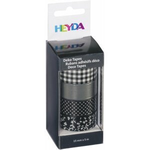 HEYDA Sada papírových pásek - černý mix 1,5 cm x 5 m