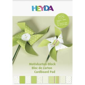 HEYDA Blok barevných papírů A4 - zelený mix 20 listů