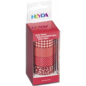 HEYDA Sada papírových pásek - červený mix 1,5 cm x 5 m