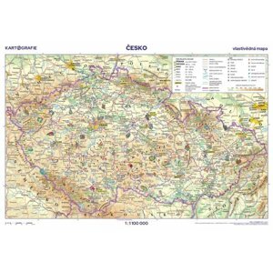 Česko - vlastivědná mapa, 1 : 1 100 000 / obrysová mapa / 46 x 32 cm, 2.  vydání