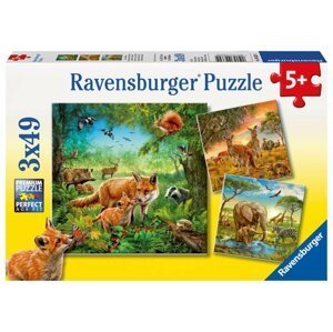 Ravensburger Puzzle - Zvířata na zemi 3 x 49 dílků