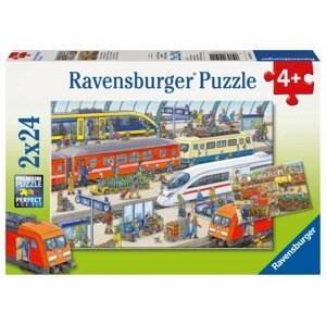 Ravensburger Puzzle - Vlakové nádraží 2 x 24 dílků