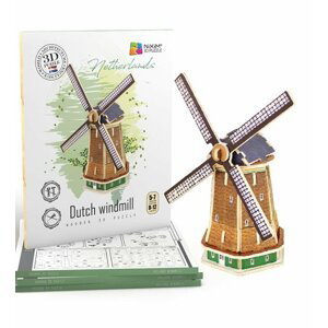 NiXiM Dřevěné 3D puzzle - Holandský větrný mlýn