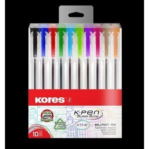 Kores Pen K11 kuličkové pero sada 10 barev