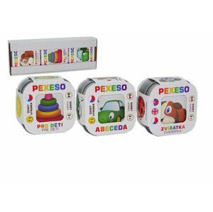 Pexeso 3ks Abeceda, Zvířátka, Pro děti společenská hra v krabičce 8x21x4cm