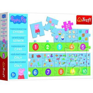 Puzzle vzdělávací Čísla Prasátko Peppa/Peppa Pig 20 dílků 117x19,5cm v krabici 33x23x6cm - Trigano