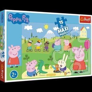 Puzzle Prasátko Peppa/Peppa Pig Šťastný den 60x40cm 15 dílků v krabičce 40x26x4,5cm 24m+