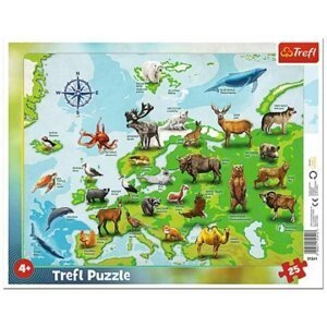 Trefl Puzzle Mapa Evropy se zvířátky / 25 dílků