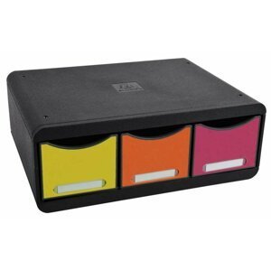Exacompta zásuvkový box A4 maxi nízký Plus duhový - 3 zásuvky