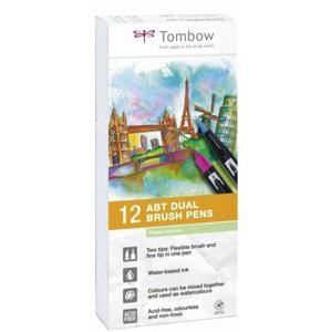Tombow Oboustranný štětcový fix ABT - Pastels 12 ks
