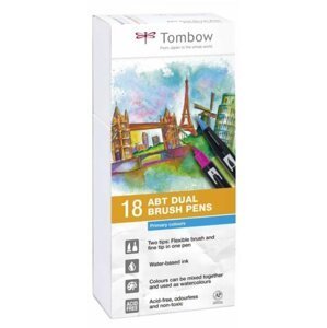 Tombow Oboustranný štětcový fix ABT - Primary colours 18 ks