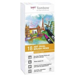 Tombow Oboustranný štětcový fix ABT - Secondary colours 18 ks