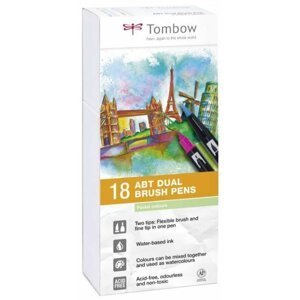 Tombow Oboustranný štětcový fix ABT - Pastels 18 ks