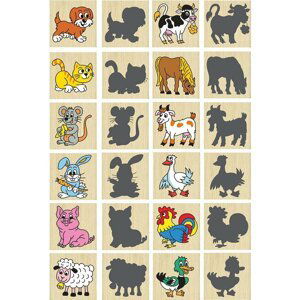 DETOA Pexeso zvířátka a jejich stíny dřevo společenská hra 12ks v krabičce 16,5x12,5x1,5cm - Dino