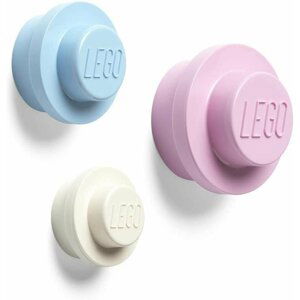 Věšák na zeď LEGO - bílý, světle modrý, růžový 3 ks