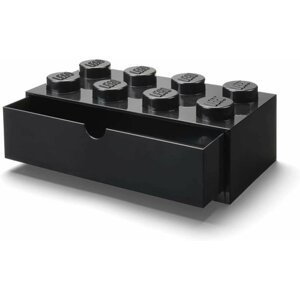 Úložný box LEGO stolní 8 se zásuvkou - černý