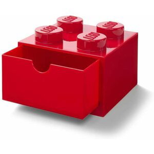 Úložný box LEGO stolní 4 se zásuvkou - červený