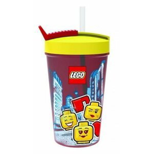 Kelímek s brčkem LEGO ICONIC Girl - žlutá/červená