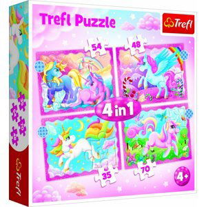 Trefl Puzzle Jednorožci a kouzla 4v1 (35,48,54,70 dílků) - Trefl